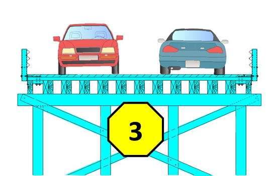 Potential temporary bridge design to carry traffic during bridge construction, which would be built alongside the existing bridge.